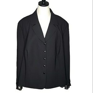 Emily Black Blazer Beads Sequin Ruffle Fasceted Button Formal Event Black Tie 30